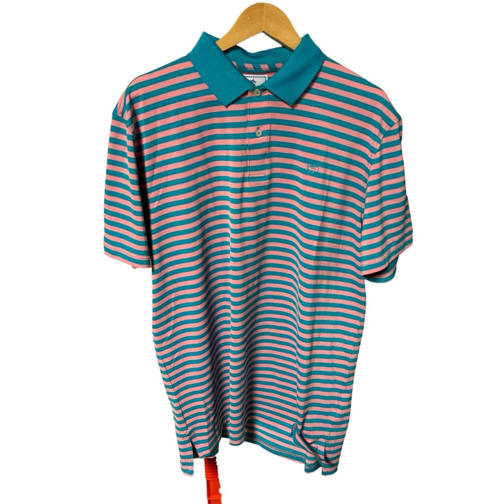 Southern Tide men’s‎ size XL pink/blue striped short sleeve polo